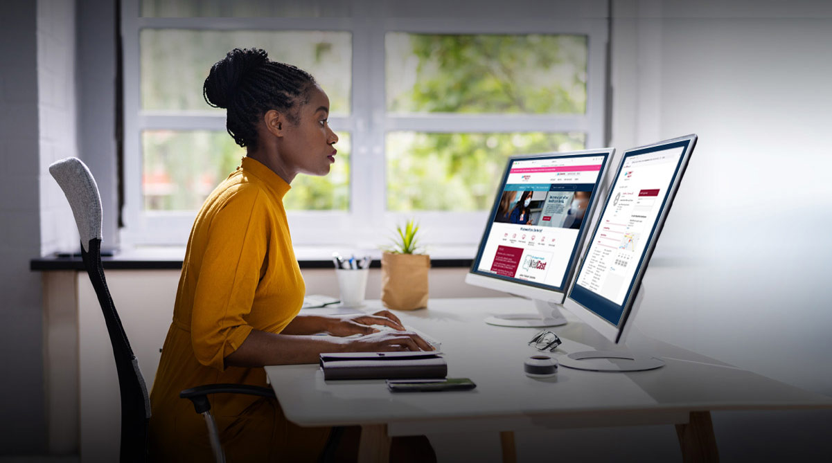 Person at computer scheduling appointment