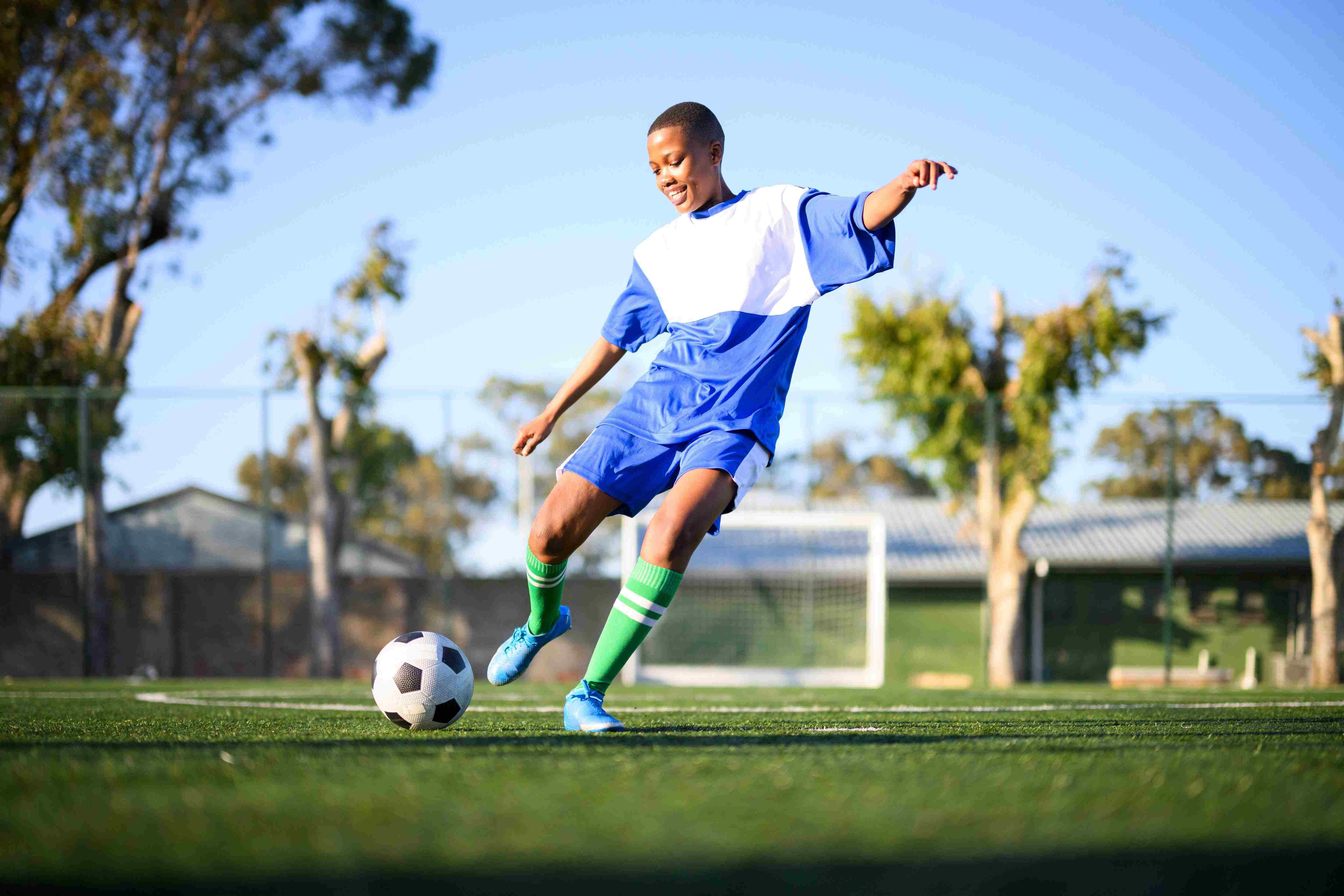 Young person playing soccer