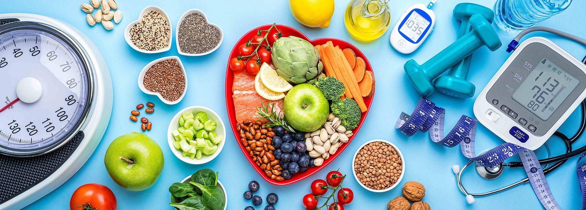 Table full of nutritious food.