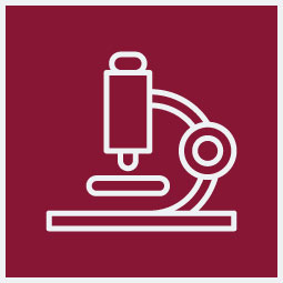 Line drawing of a microscope icon.