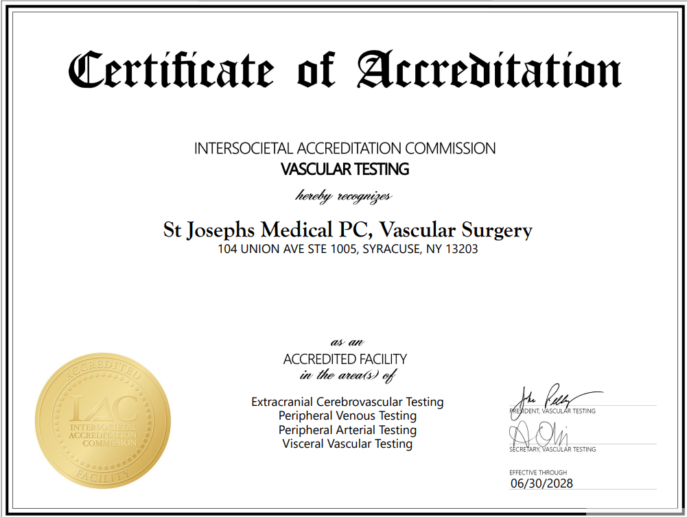 Intersocietal Accreditation Commission Certificate Vascular Testing